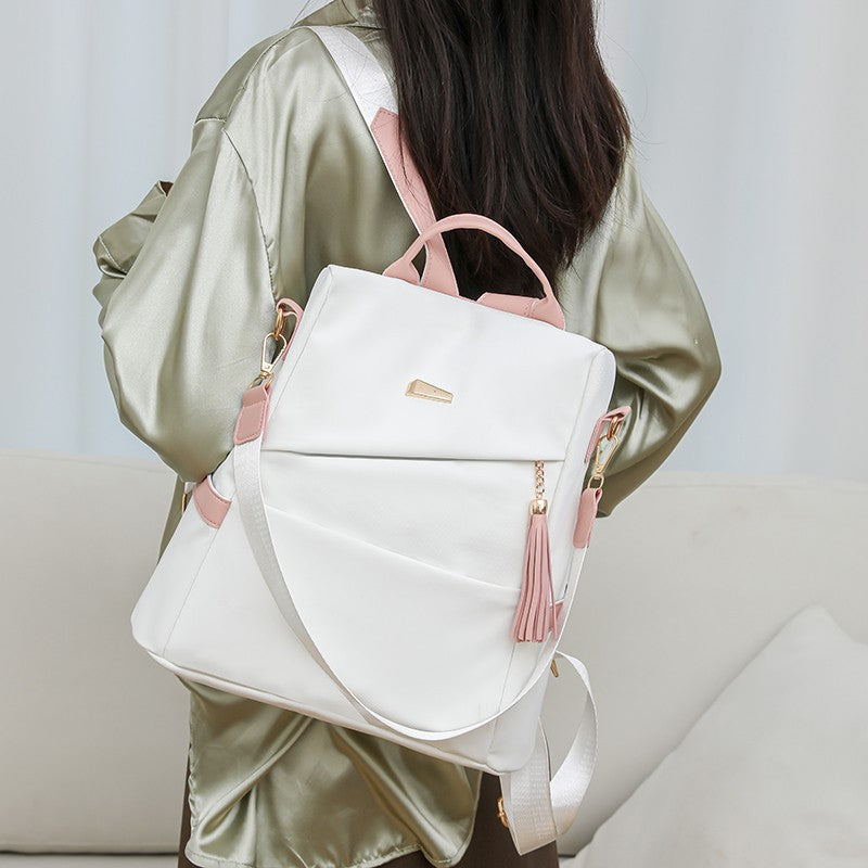 Mochila de viaje Oxford antirrobo con cierre trasero – estilo casual y doble correa