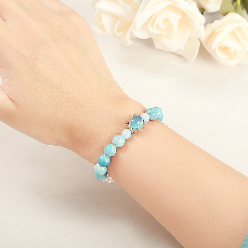 7A Natural White Crystal Sea-pattern Stone Bracelet