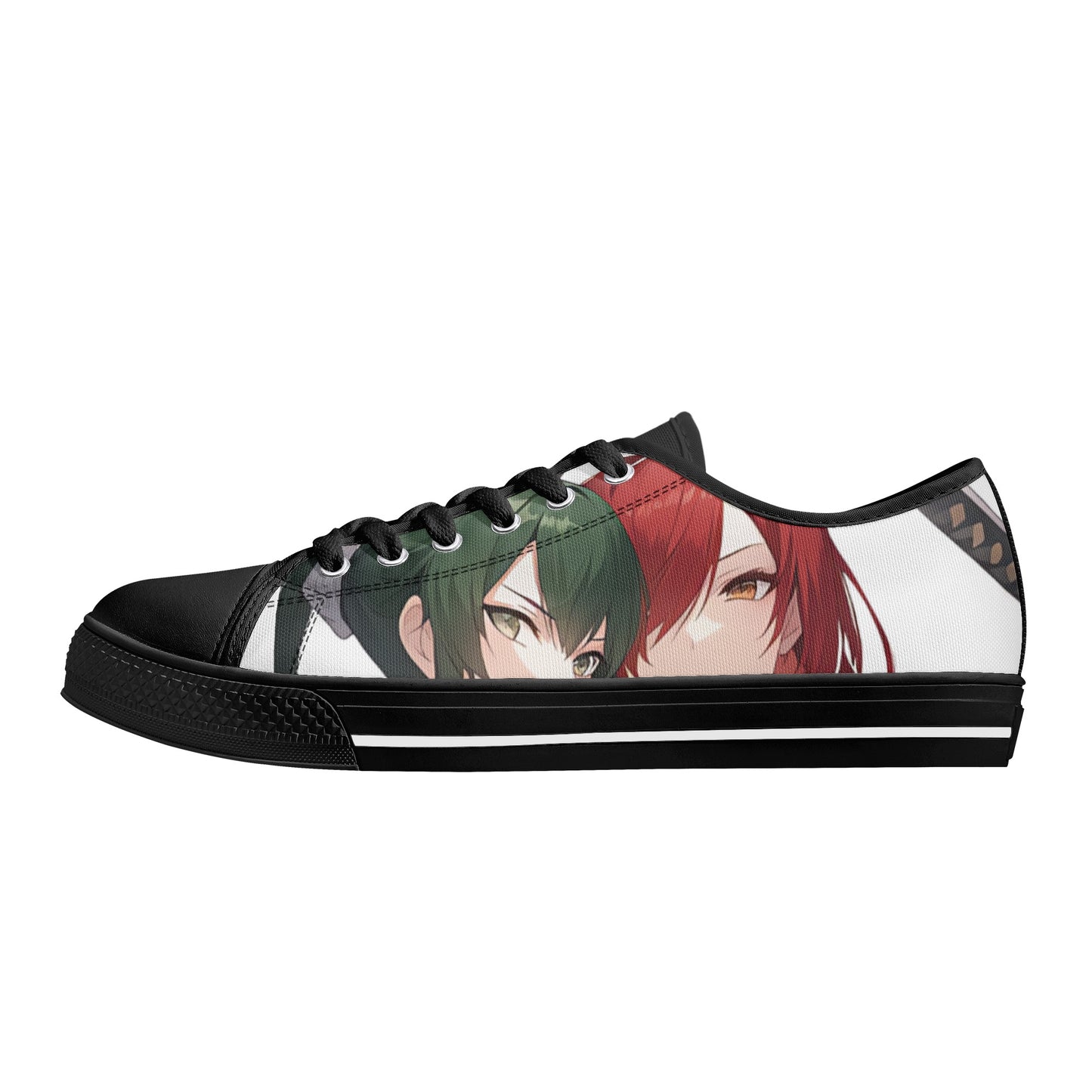 Mens Low Anime Green Warrior Canvas Shoes