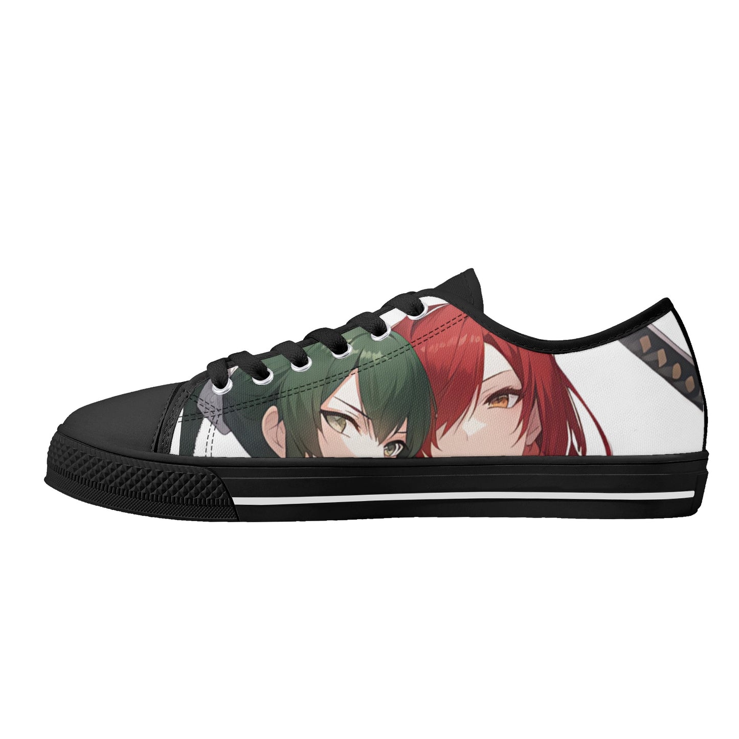 Mens Low Anime Green Warrior Canvas Shoes