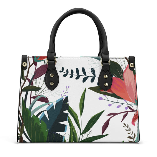 Floral Artistry: PU Leather Fashion Handbag with Multiple Color Flower Art