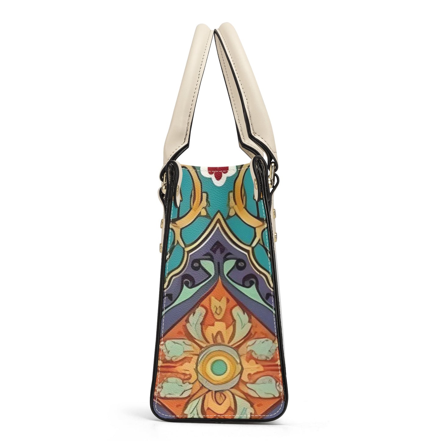 Artistic Elegance: Green Art Print PU Leather Fashion Handbag