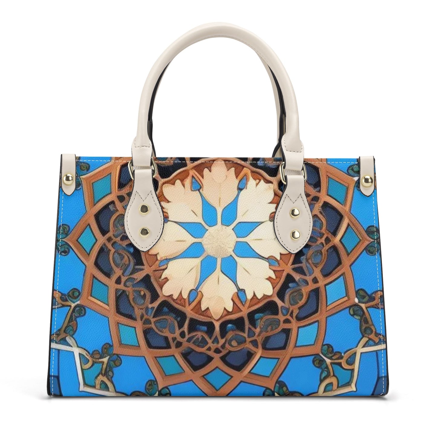 Artistic Elegance: Blue Base Art  Print PU Leather Fashion Handbag for Women