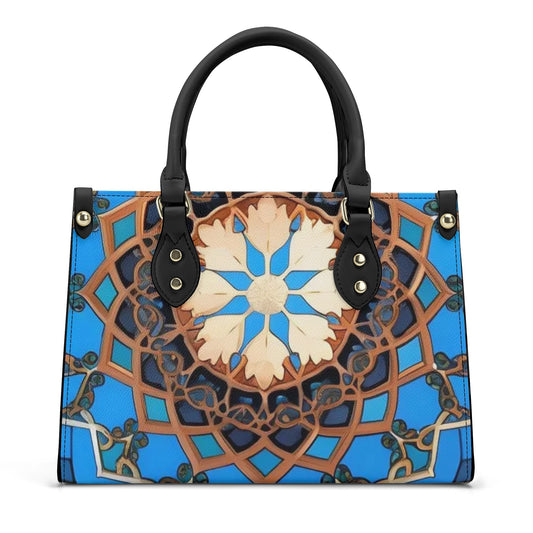 Artistic Elegance: Blue Base Art  Print PU Leather Fashion Handbag for Women