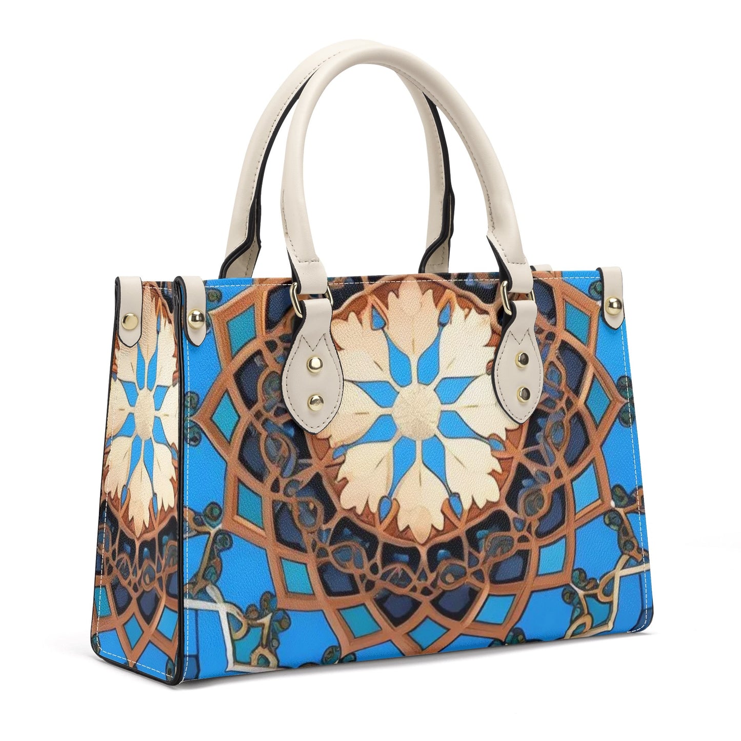 Artistic Elegance: Blue Base Art  Print PU Leather Fashion Handbag for Women