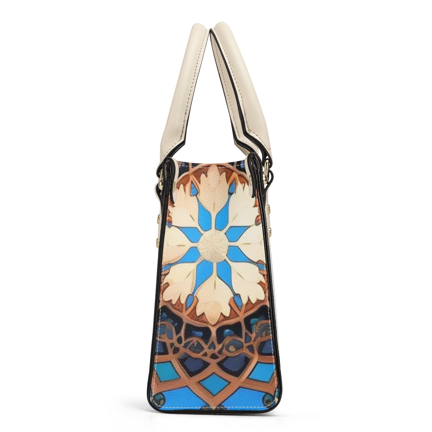 Artistic Elegance: Blue Base Art  Print PU Leather Fashion Handbag for Women