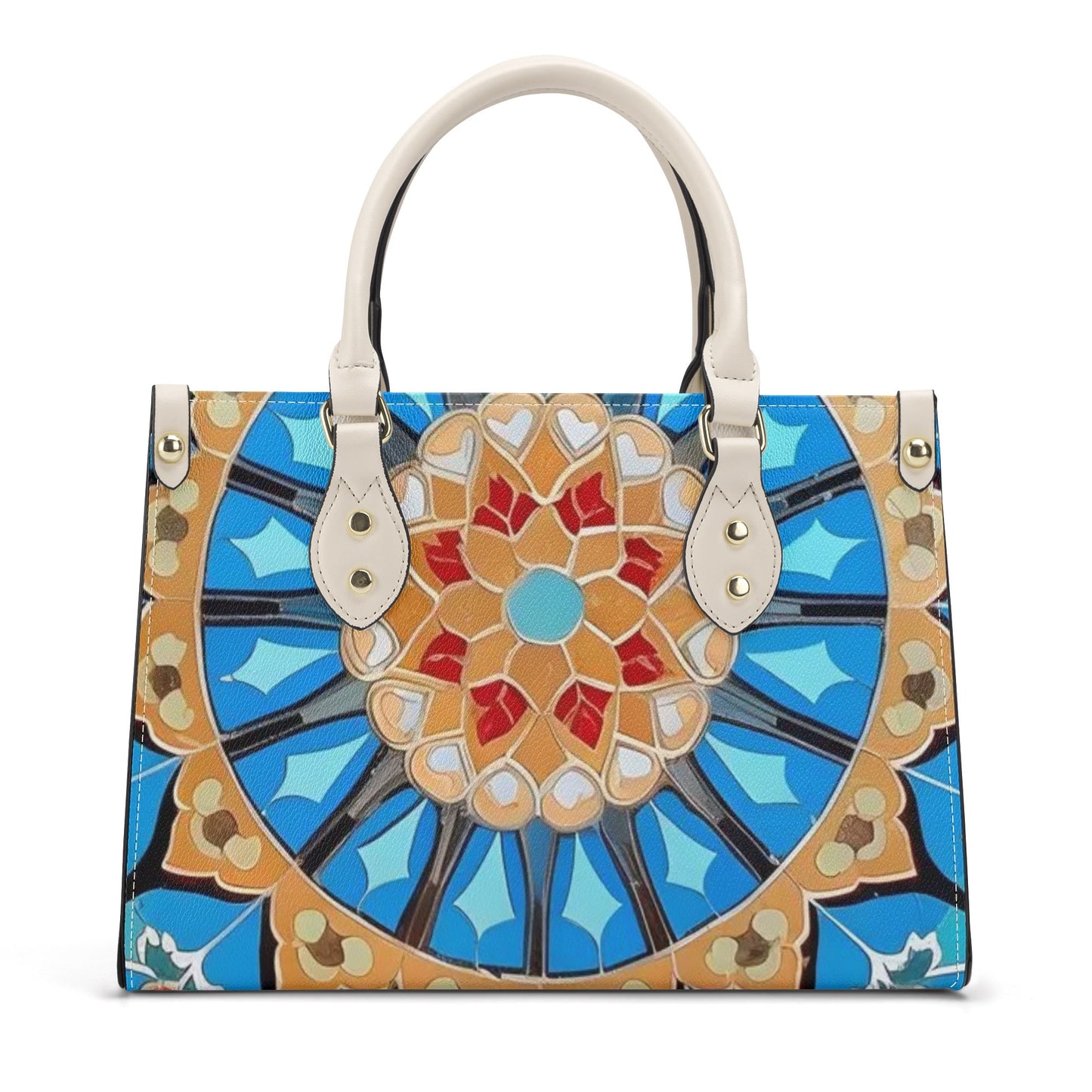 Artistic Elegance: Light Blue Art Print PU Leather Fashion Handbag