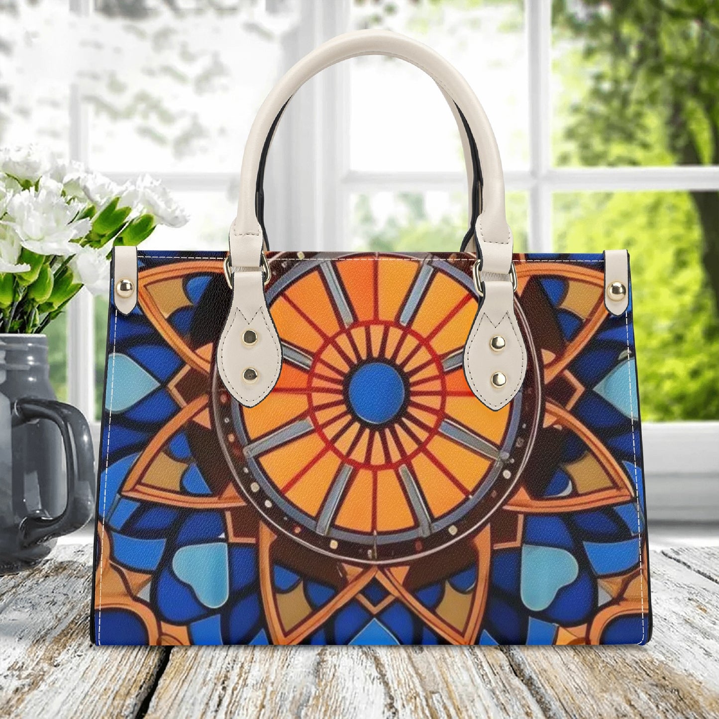 Artistic Elegance: Orange Art Print PU Leather Fashion Handbag