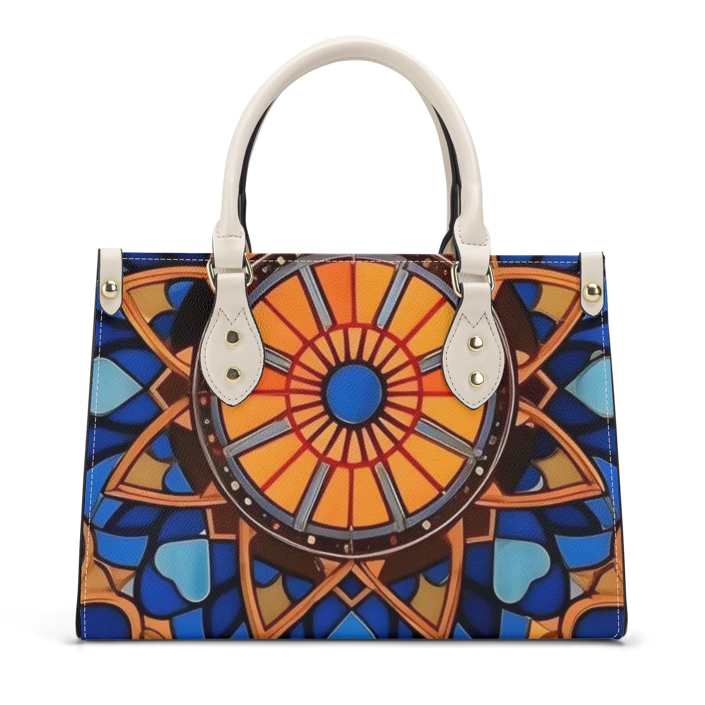 Artistic Elegance: Orange Art Print PU Leather Fashion Handbag