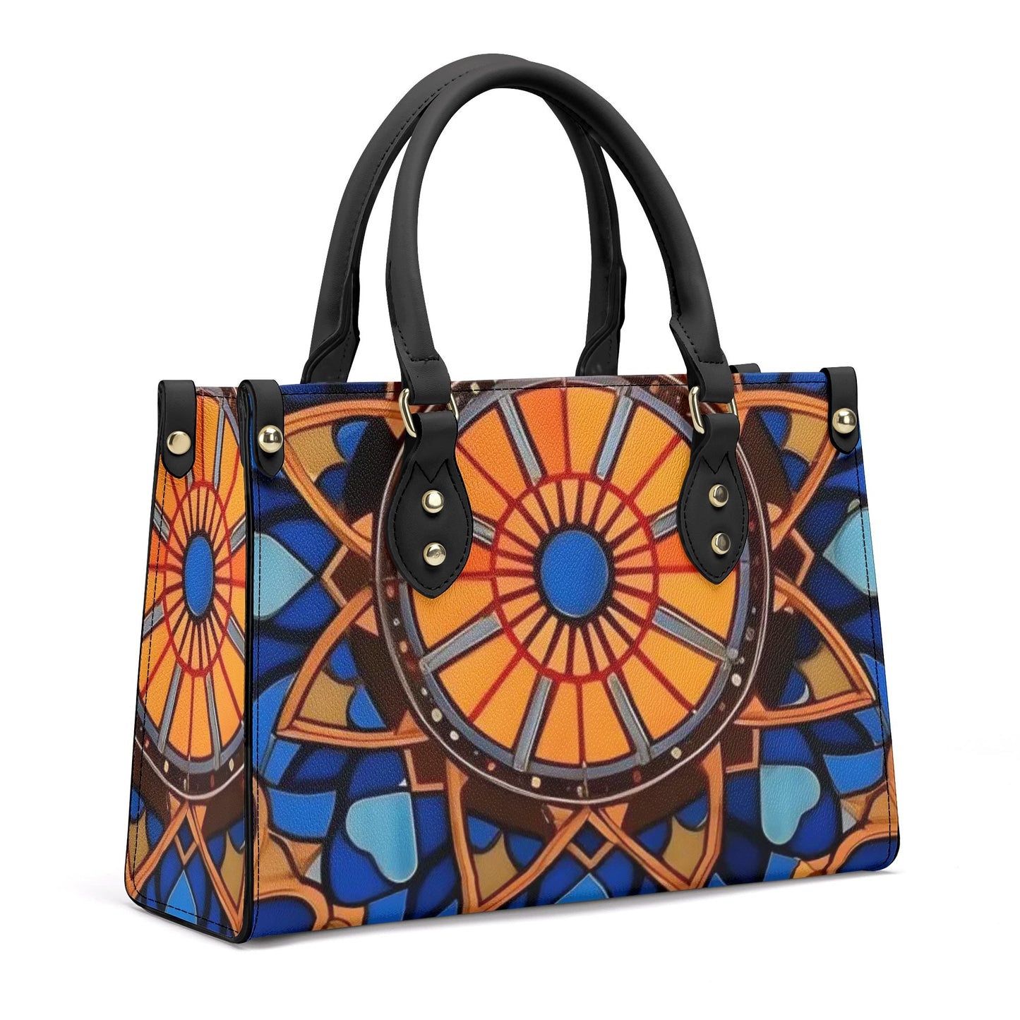 Artistic Elegance: Orange Art Print PU Leather Fashion Handbag