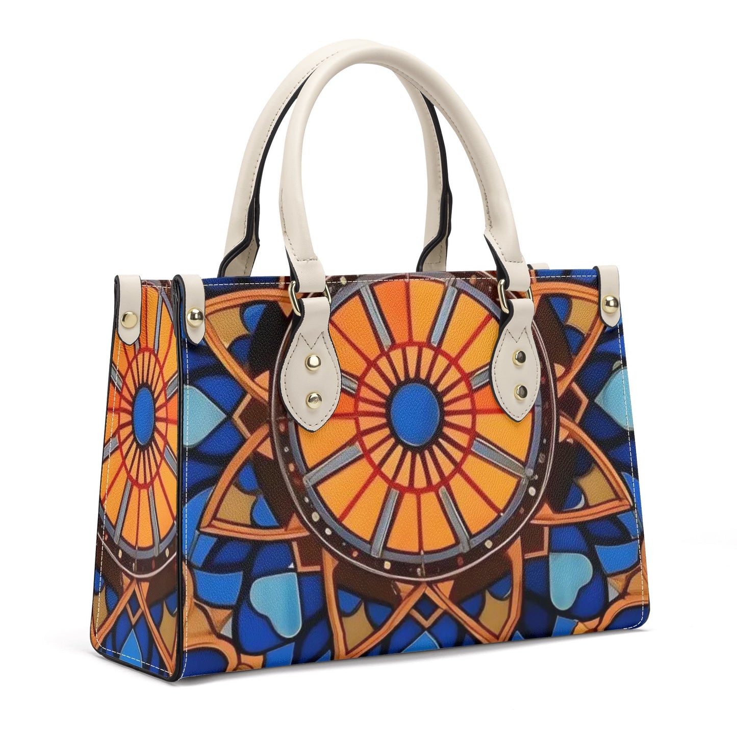 Artistic Elegance: Orange Art Print PU Leather Fashion Handbag