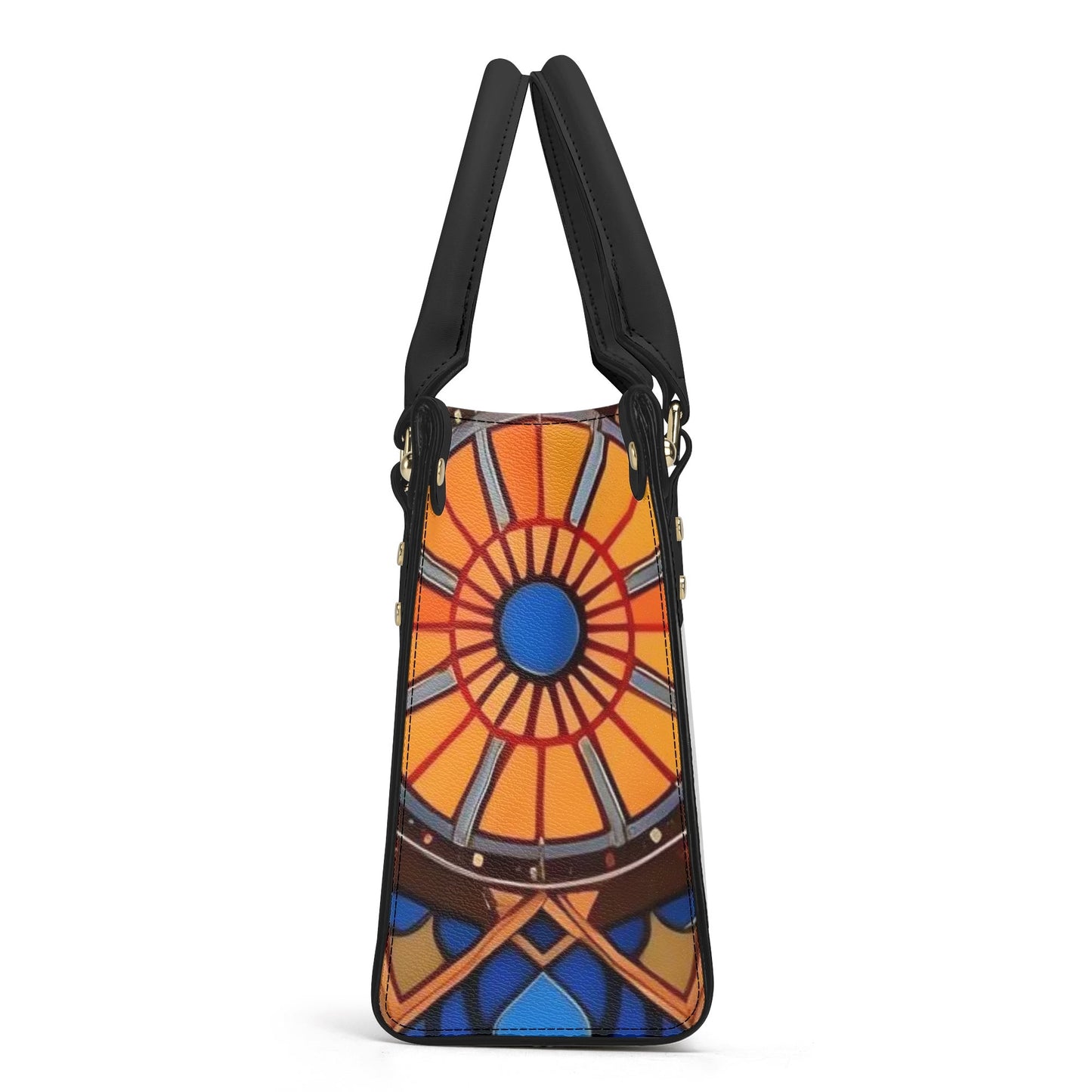 Artistic Elegance: Orange Art Print PU Leather Fashion Handbag