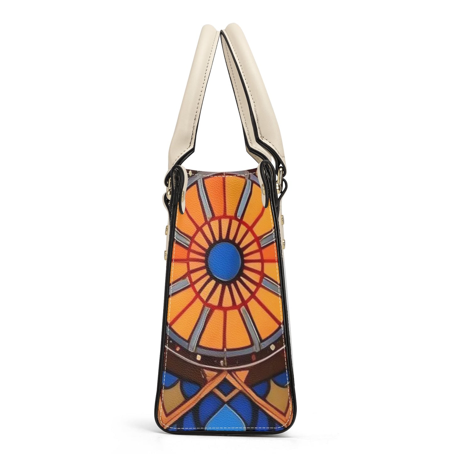 Artistic Elegance: Orange Art Print PU Leather Fashion Handbag