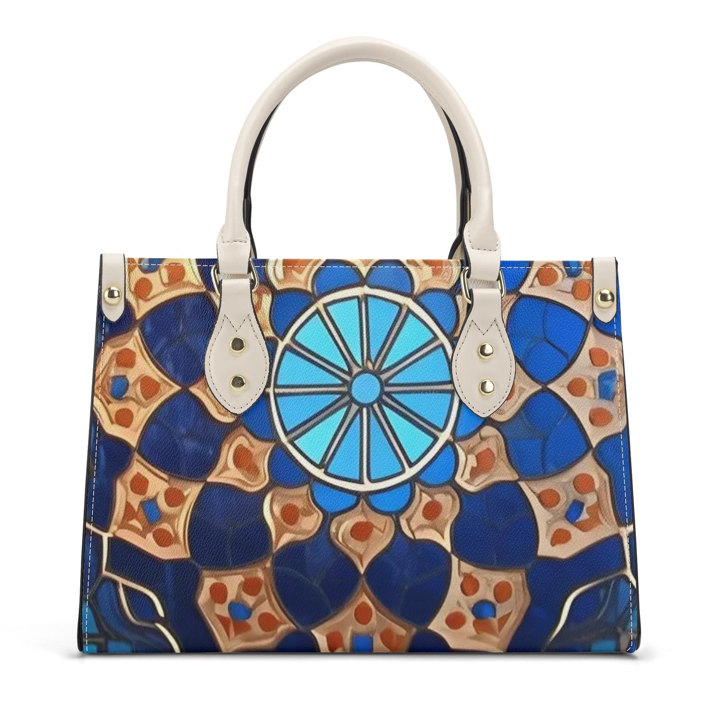 Artistic Elegance: Blue Art Print PU Leather Fashion Handbag