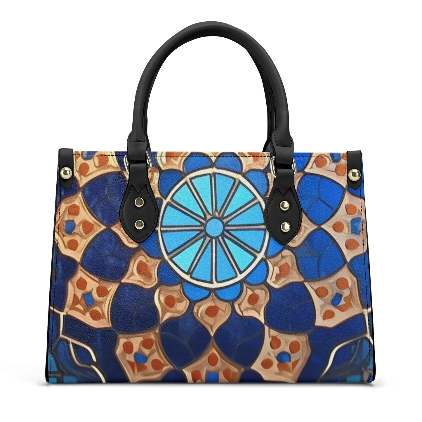 Artistic Elegance: Blue Art Print PU Leather Fashion Handbag