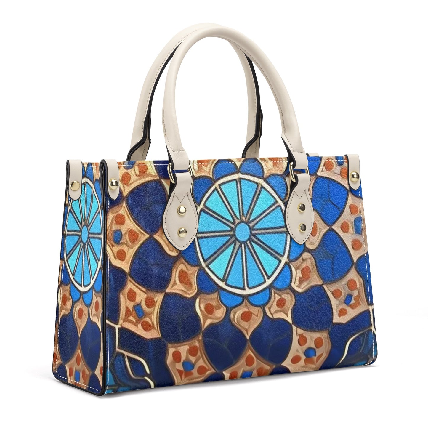 Artistic Elegance: Blue Art Print PU Leather Fashion Handbag