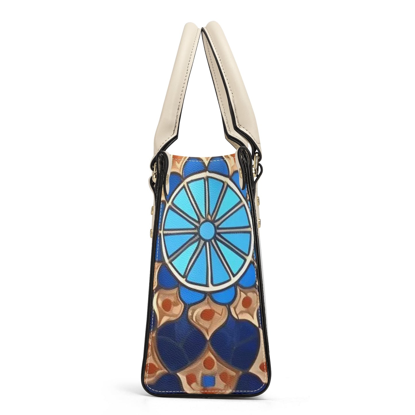 Artistic Elegance: Blue Art Print PU Leather Fashion Handbag