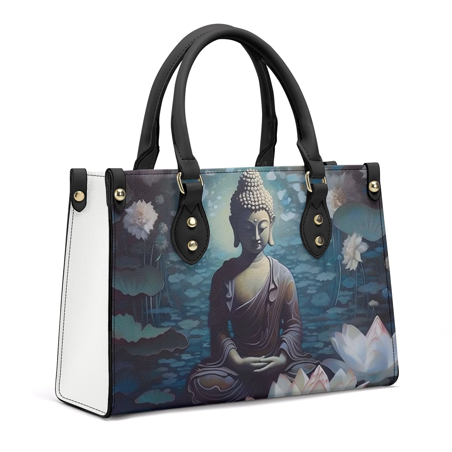 “Buddha-Inspired Elegance: Faux Leather Handbag”