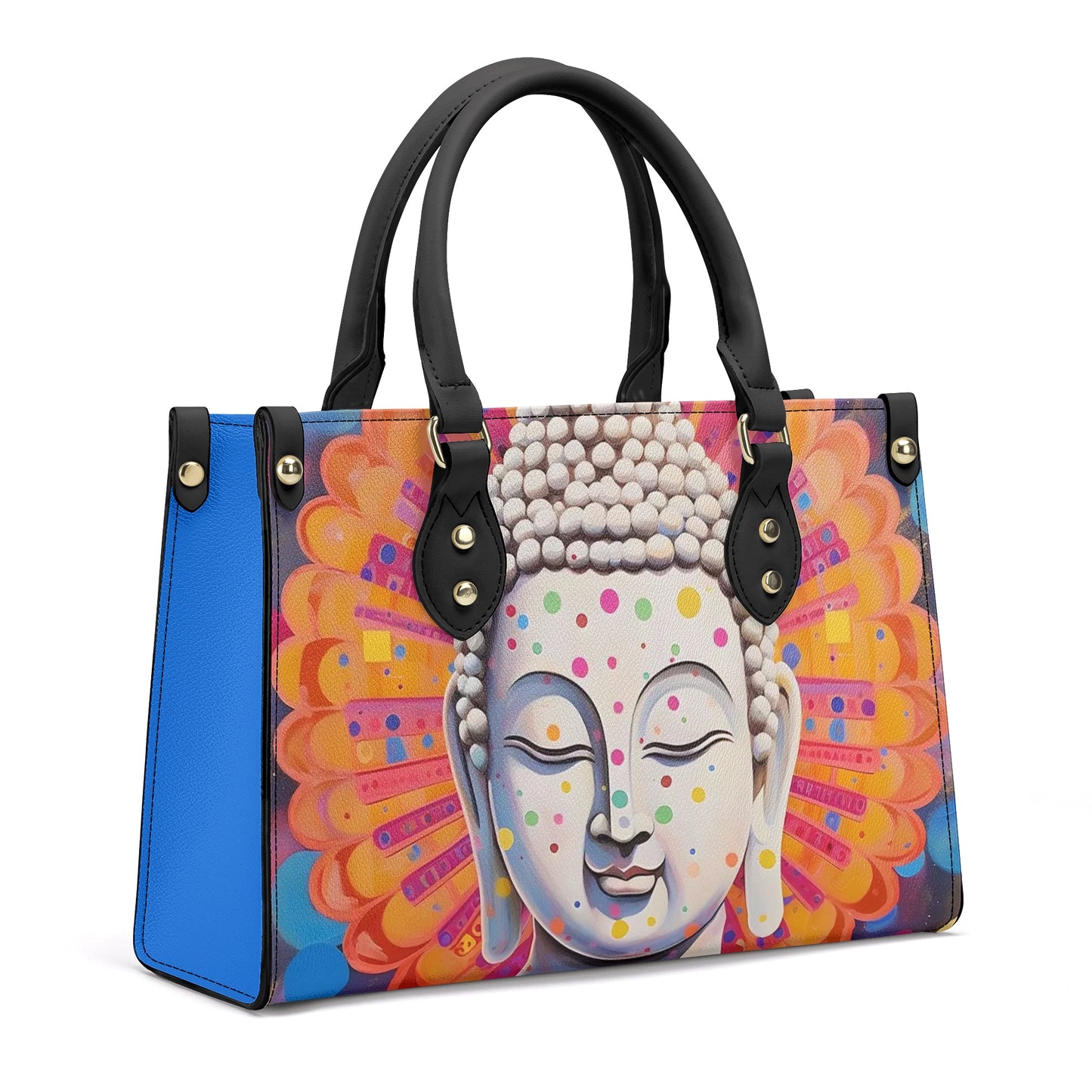 Buddha Blue Smooth zipper Luxury Women PU Handbag