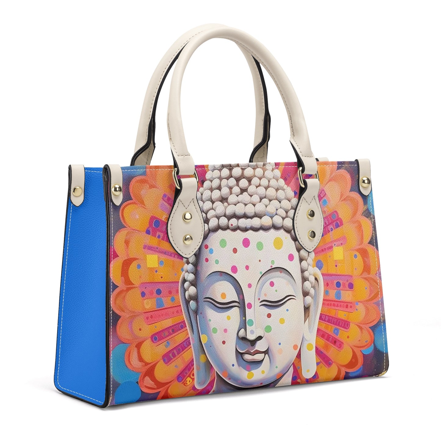 Buddha Blue Smooth zipper Luxury Women PU Handbag