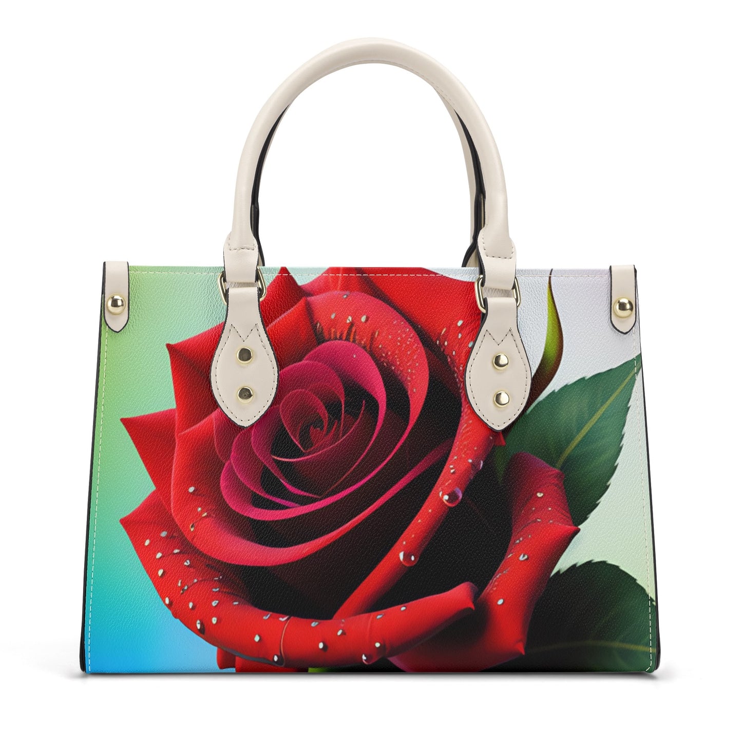 Red Roses Smooth Zipper Luxury Women PU Handbag