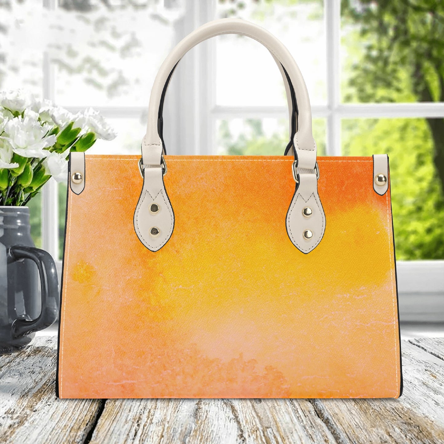 Orange Smooth Zipper Luxury Women PU Handbag