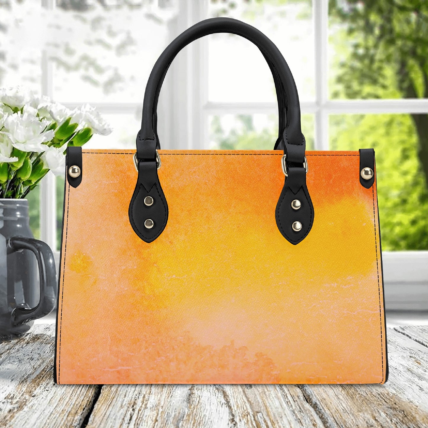 Orange Smooth Zipper Luxury Women PU Handbag