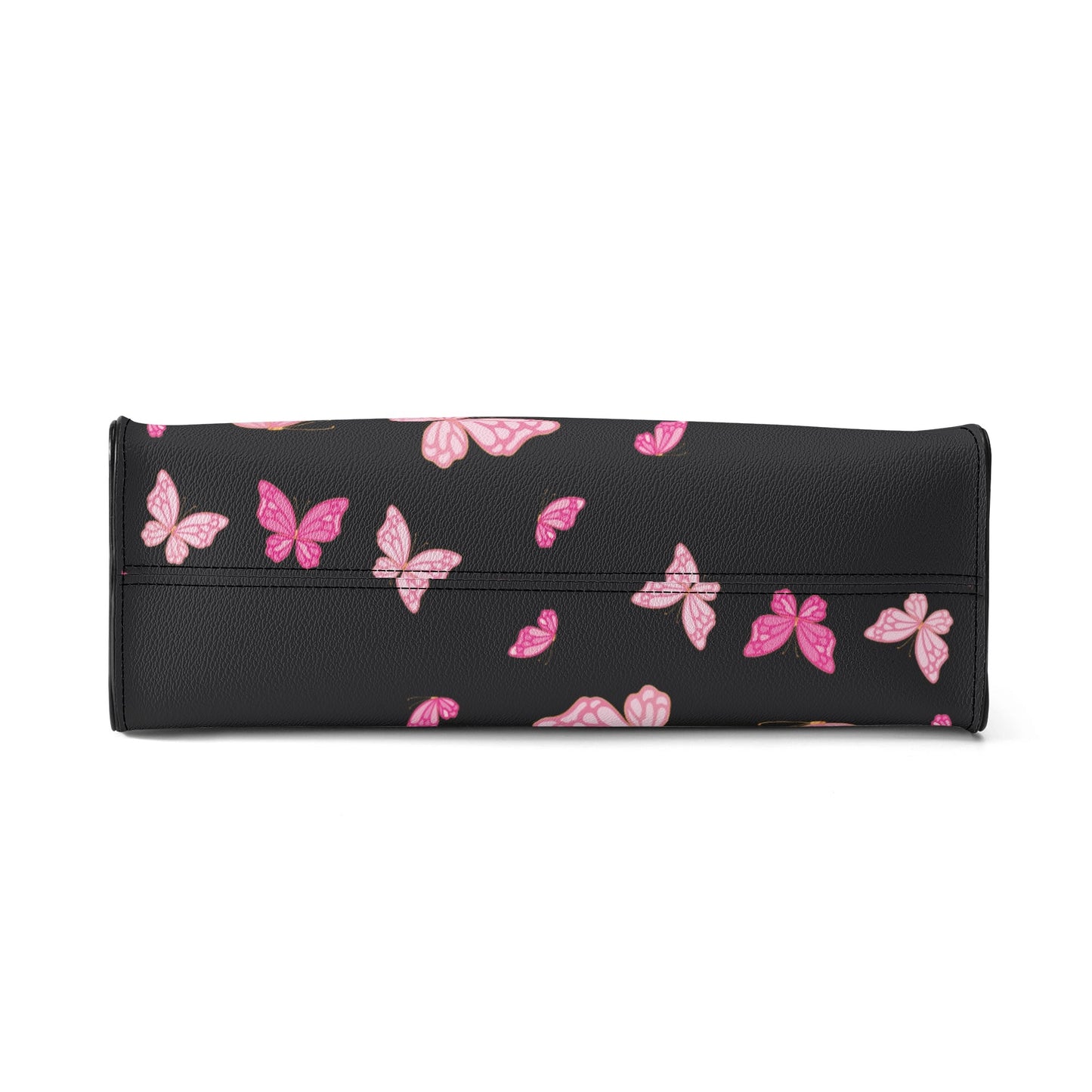 Black Pinky Butterflies Luxury Women PU Handbag