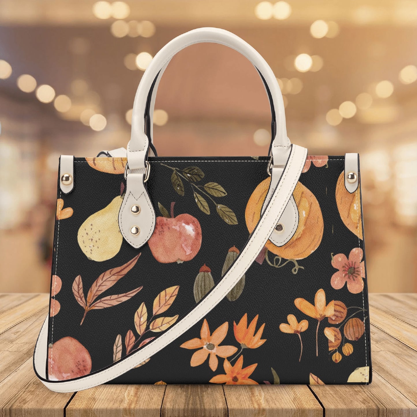 Black Flowering Luxury Women PU Handbag