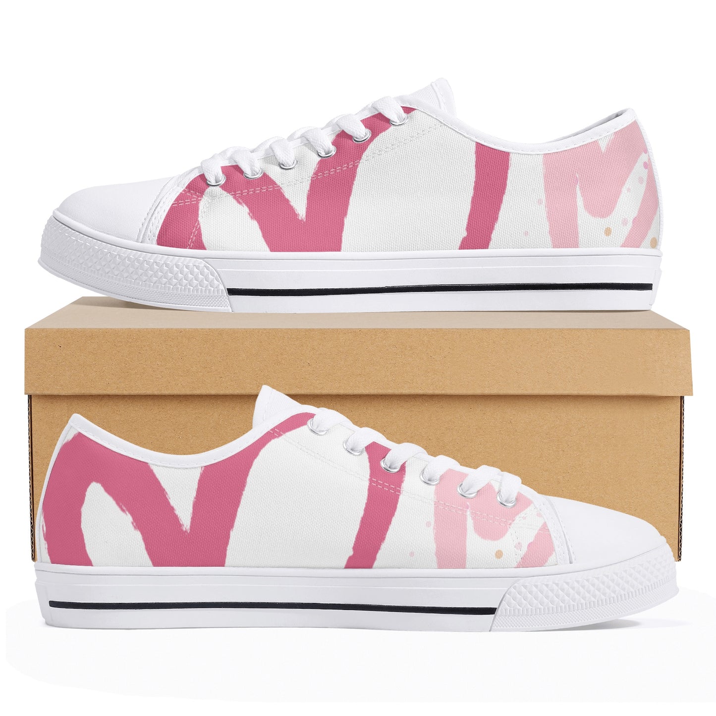 Womens Pinky Heart Canvas Shoes