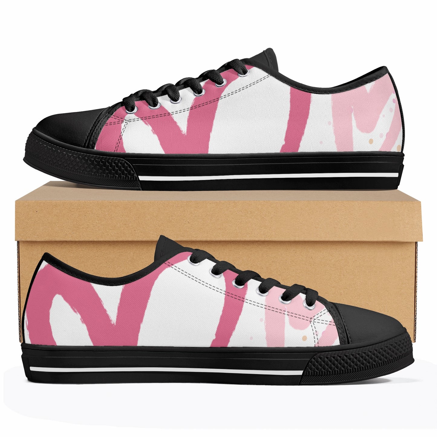 Womens Pinky Heart Canvas Shoes