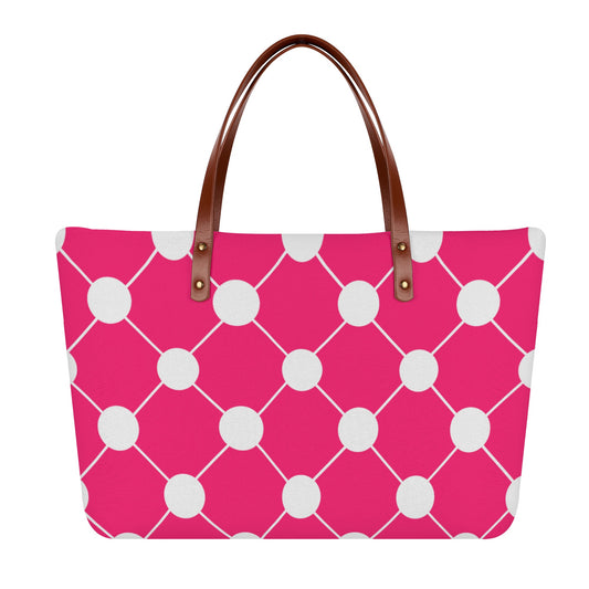 Bold Pink and White Geometric Tote Bag