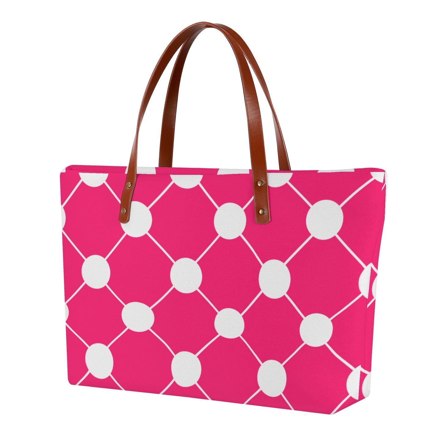 Bold Pink and White Geometric Tote Bag