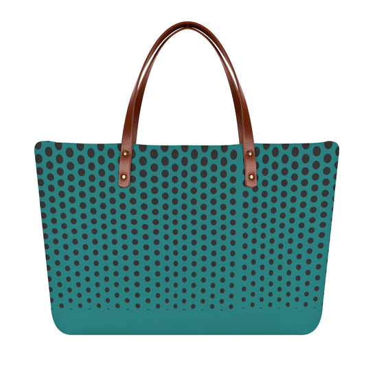 Womens Teal Polka Dot Tote Bag