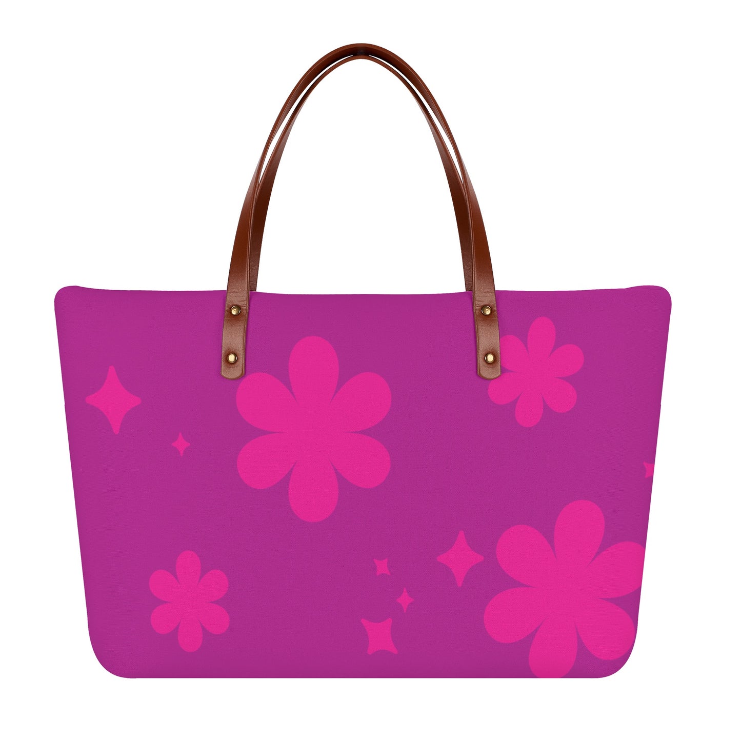 Black Tote Bag with Bold Pink Floral Accents