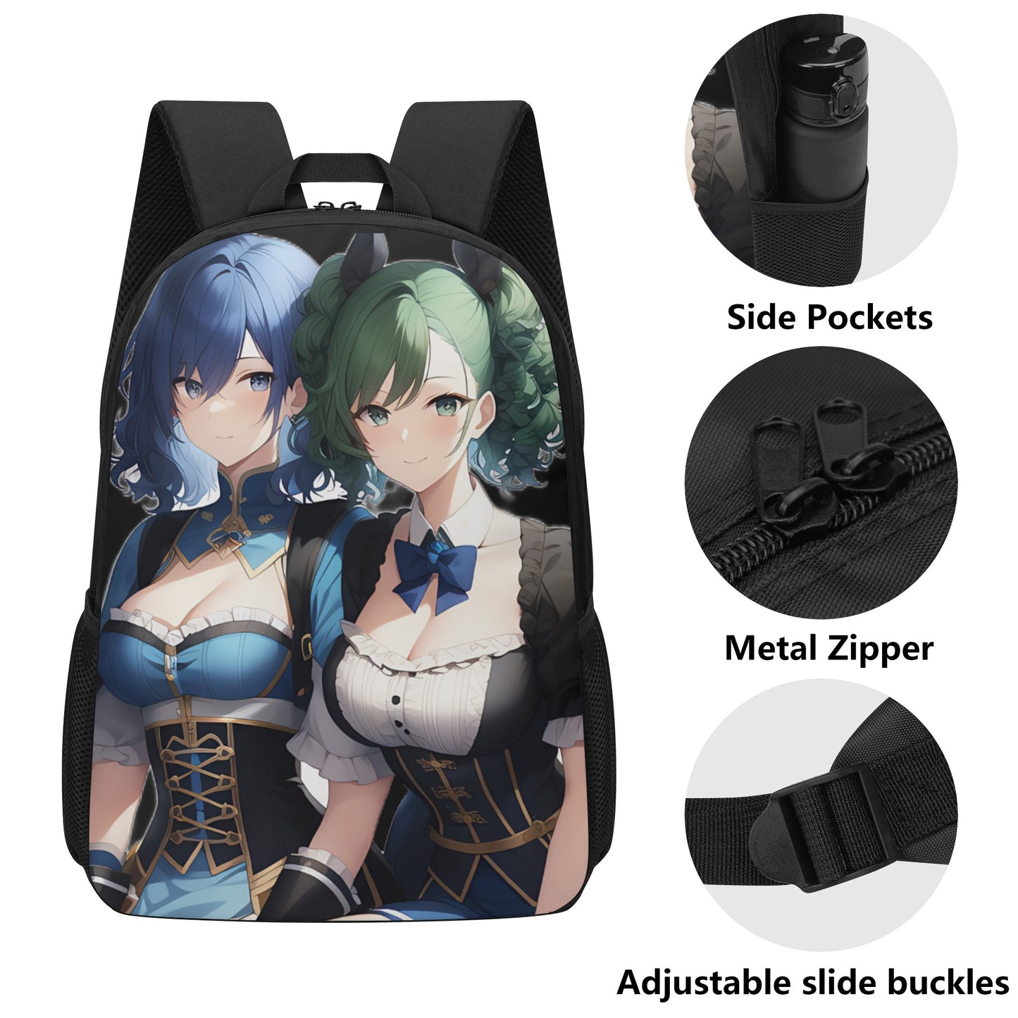 Anime Maid Duo Anti-theft 17 Inch School Backpack