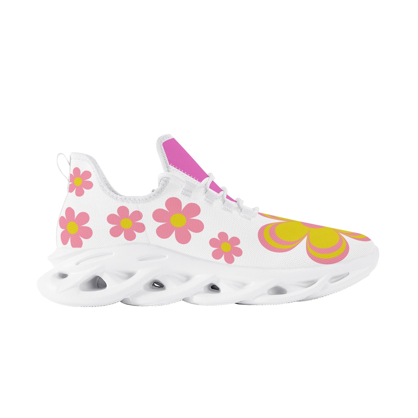 White Flower Womens Flex Control Sneakers