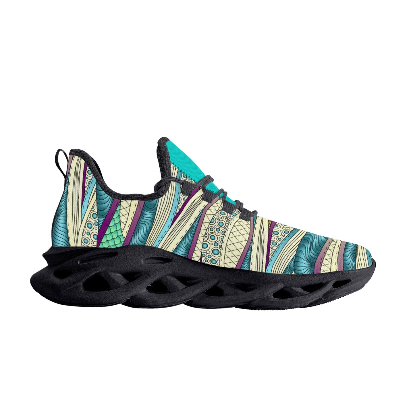 Green Colorful Patterned Sneakers Design