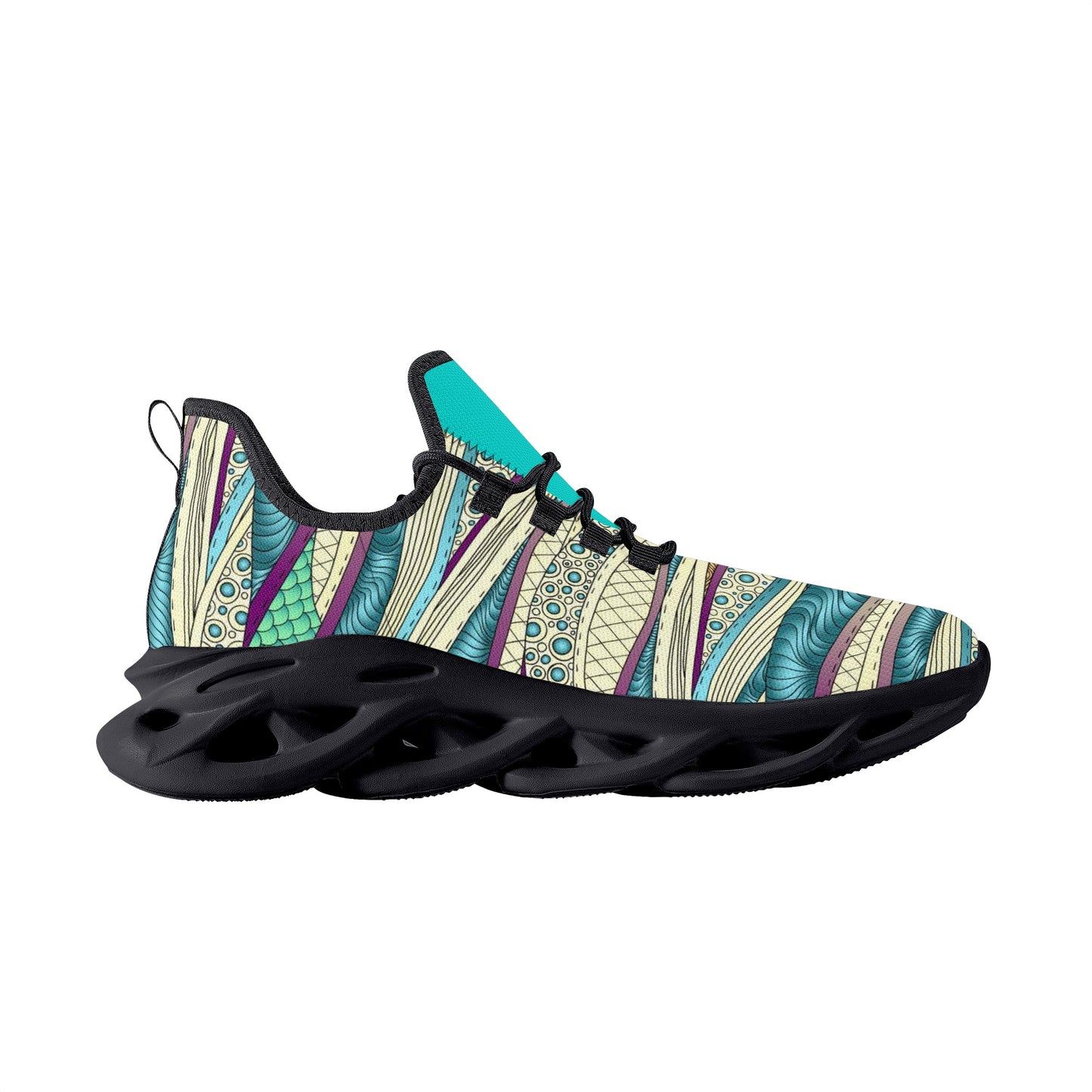 Green Colorful Patterned Sneakers Design