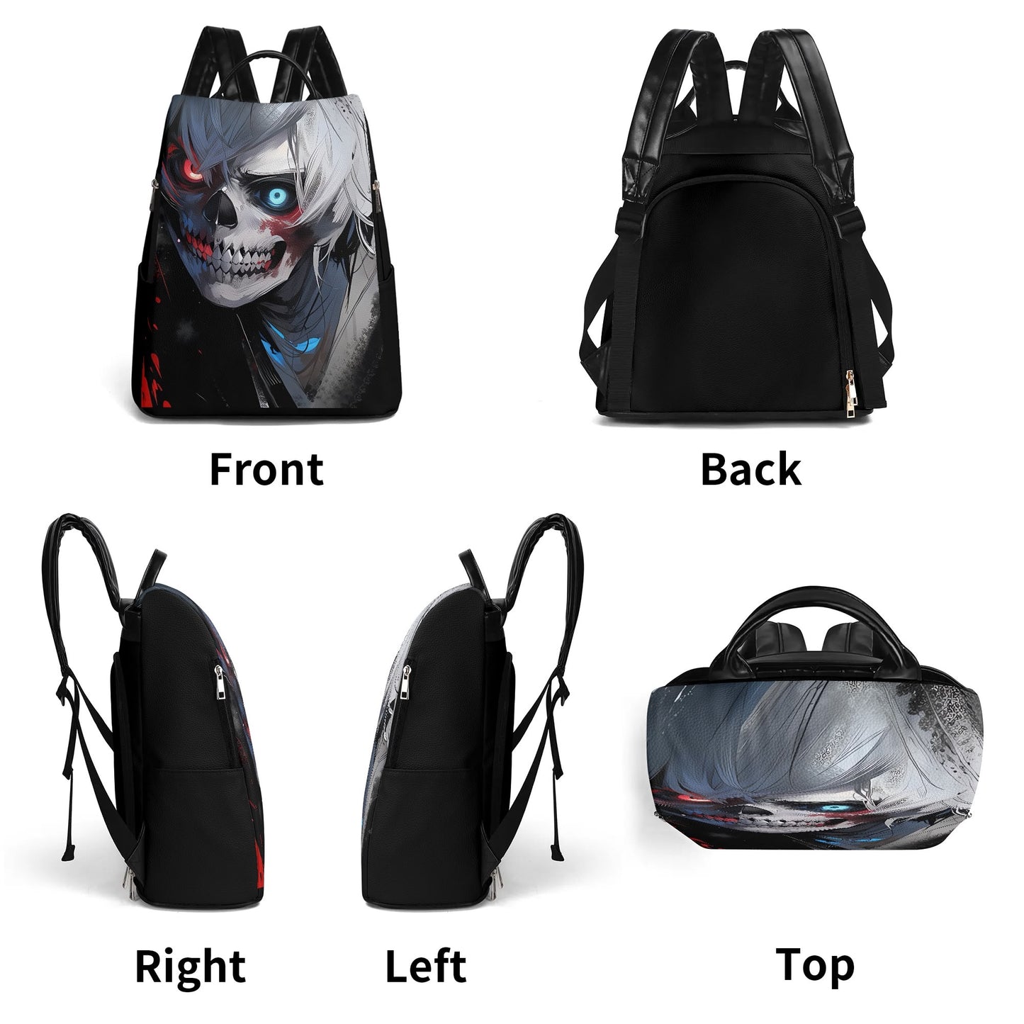 Skull Anime Red and Blue Eyes Anti-theft Backpack