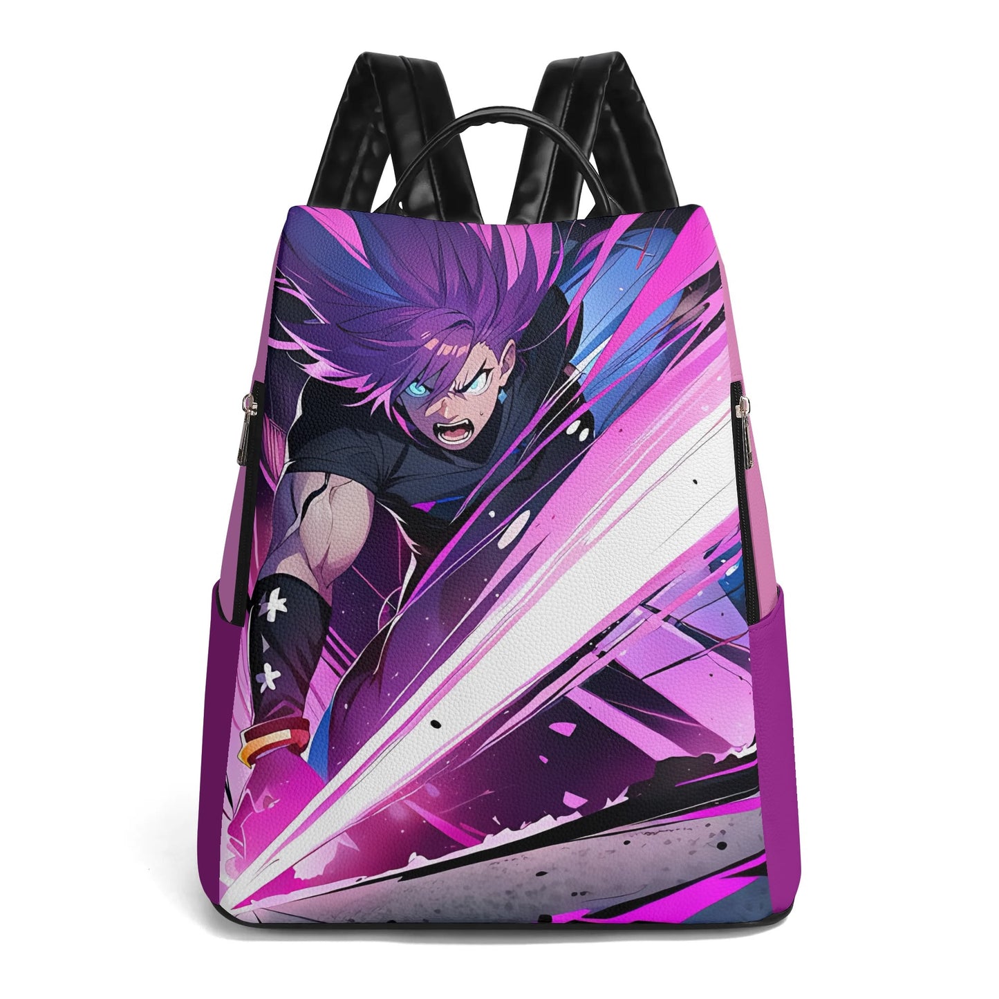 Purple Anime Action Anti-theft Backpack