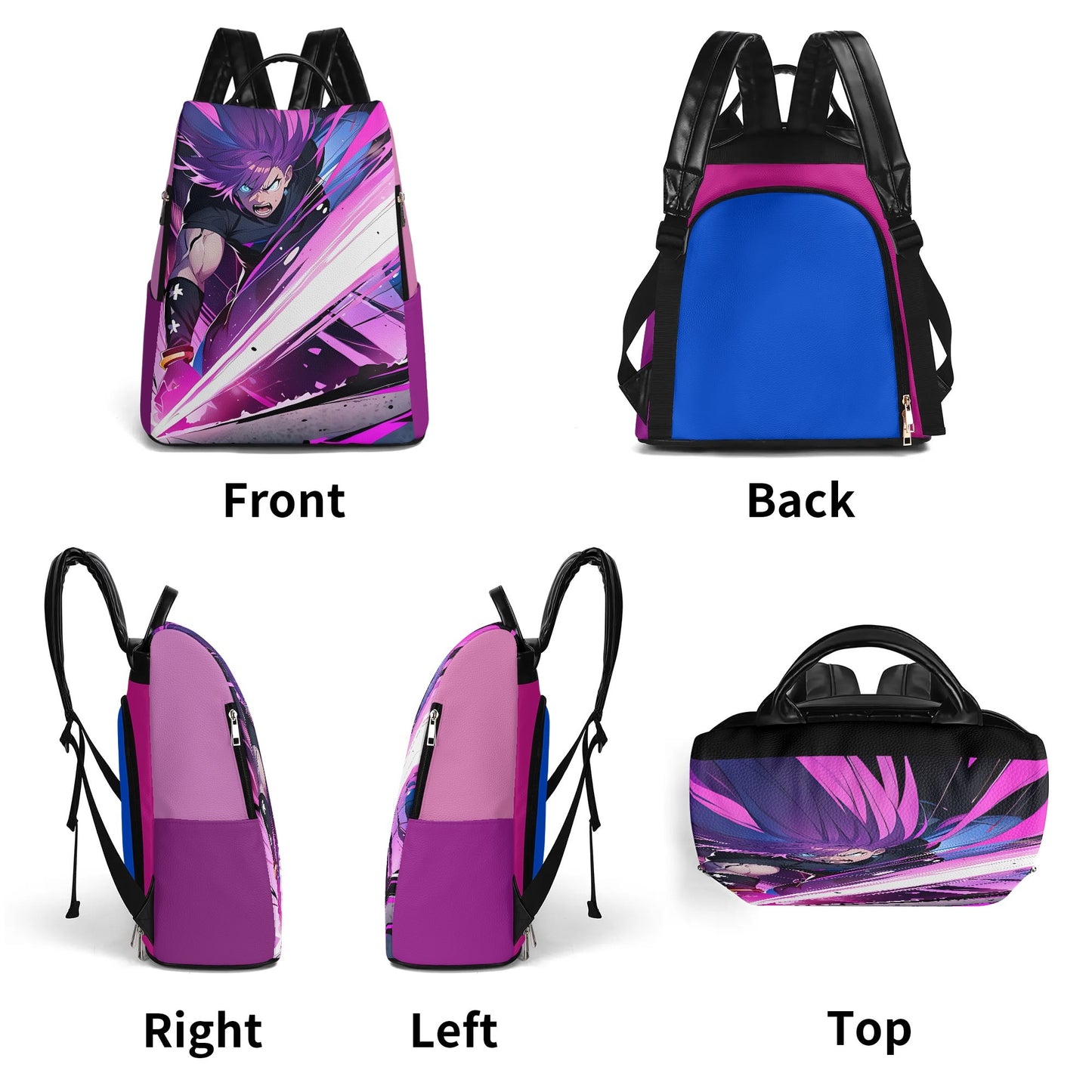 Purple Anime Action Anti-theft Backpack