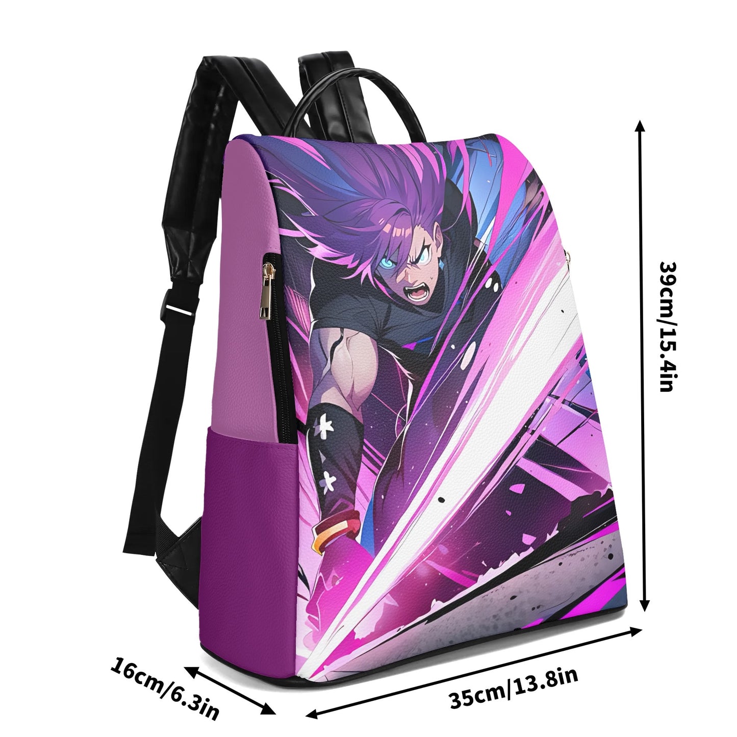 Purple Anime Action Anti-theft Backpack