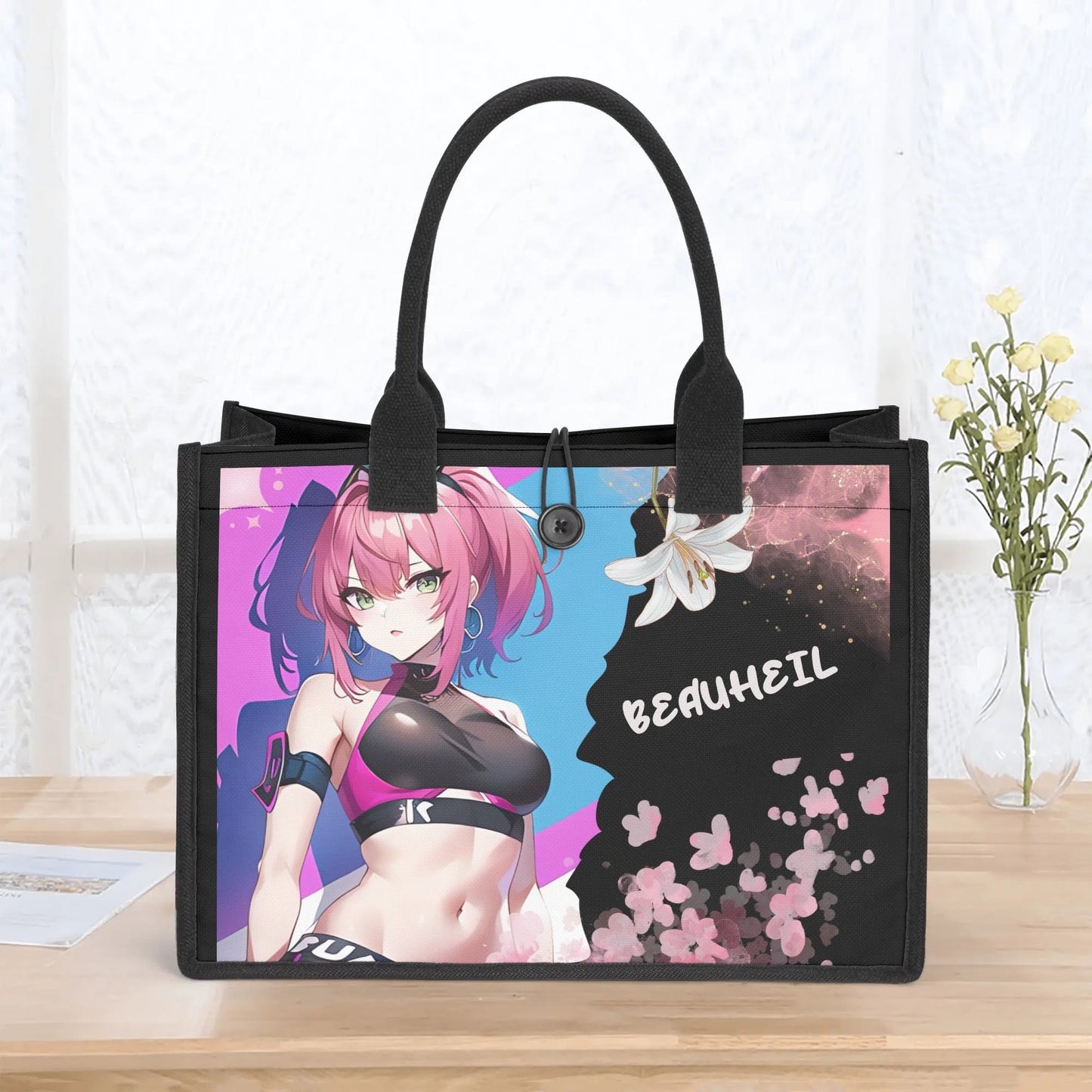 Beauheil Cherry Blossom Rebel Canvas Tote Bag（3 layers）