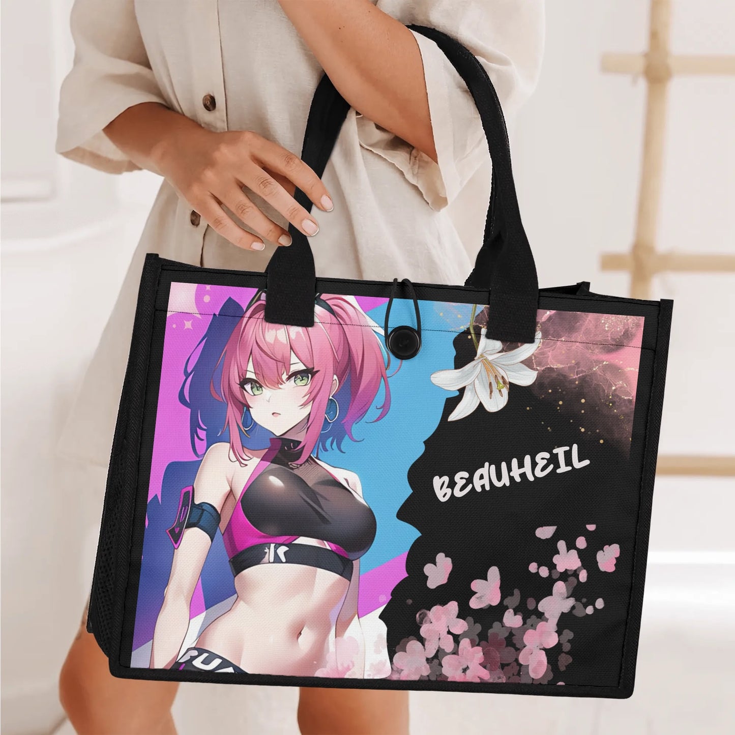 Beauheil Cherry Blossom Rebel Canvas Tote Bag（3 layers）