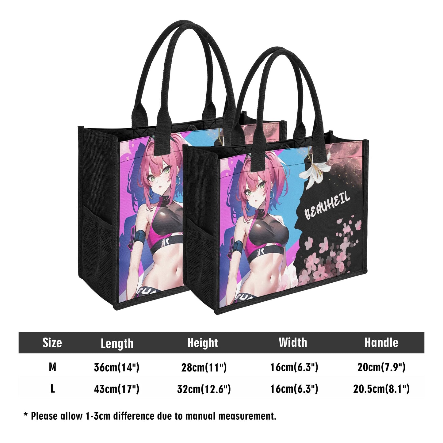 Beauheil Cherry Blossom Rebel Canvas Tote Bag（3 layers）