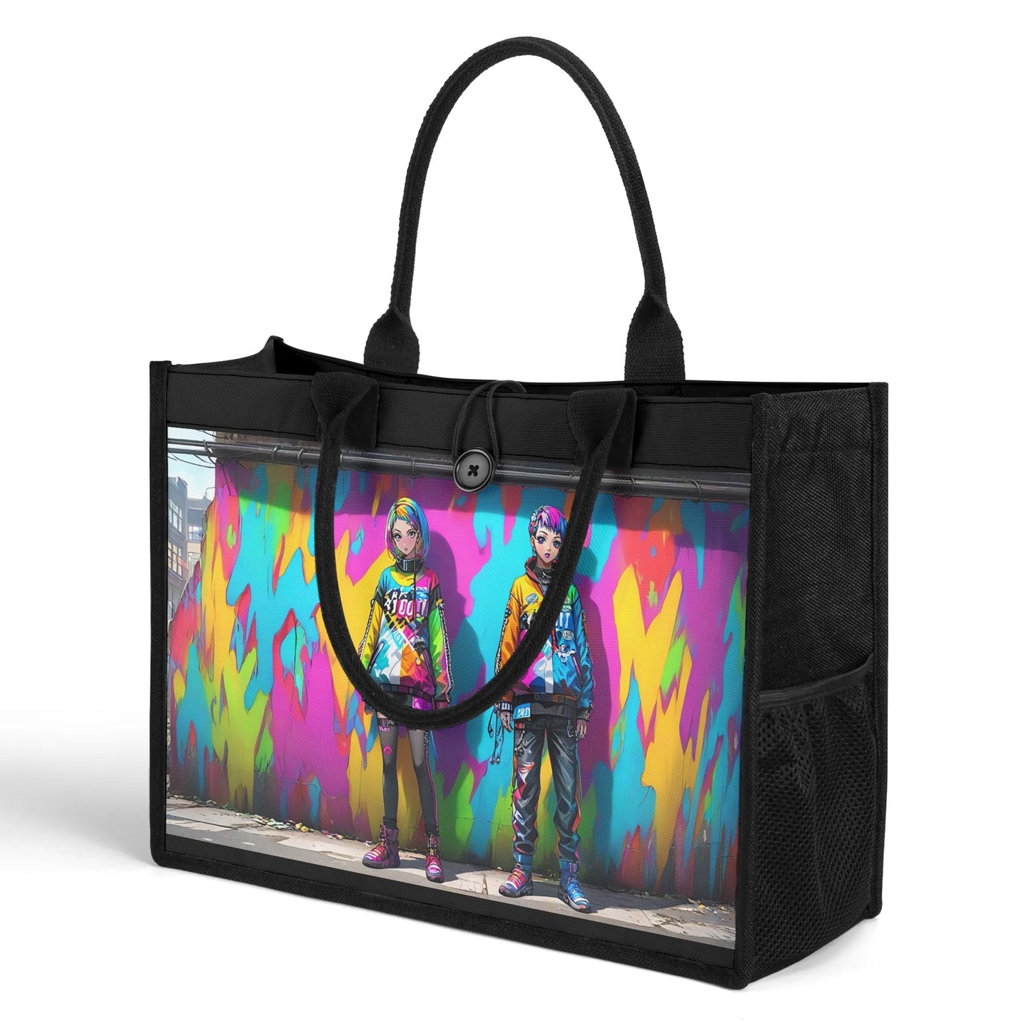 Beauheil Graffiti Vibe Canvas Tote Bag（3 layers）