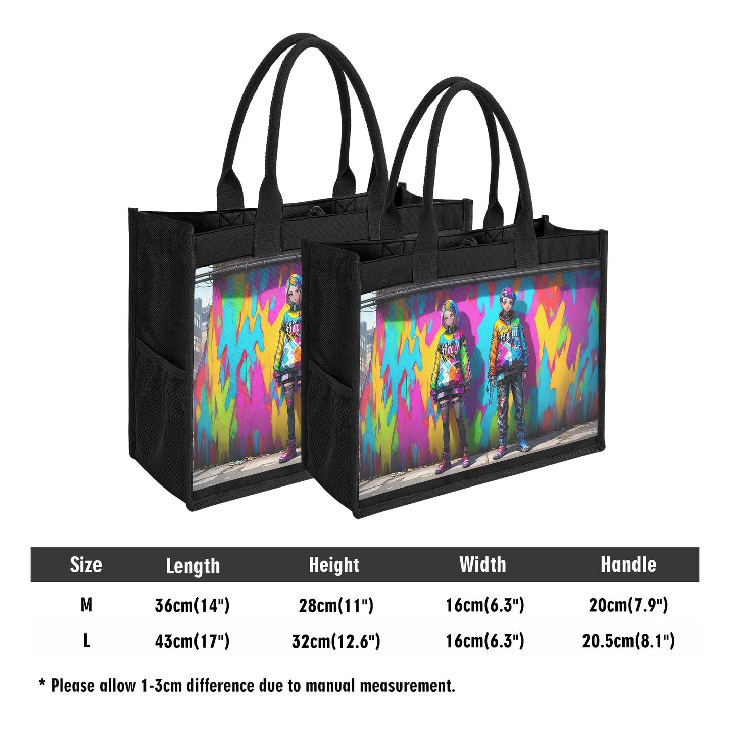 Beauheil Graffiti Vibe Canvas Tote Bag（3 layers）