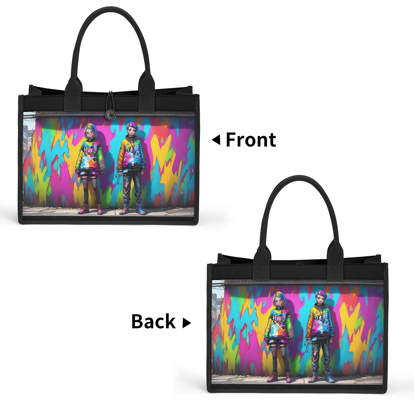 Beauheil Graffiti Vibe Canvas Tote Bag（3 layers）