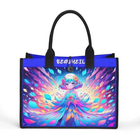 Beauheil Cosmic Blossom Bag Canvas Tote Bag（3 layers）